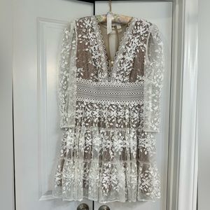Bronx and Banco white lace Megan Mini Dress